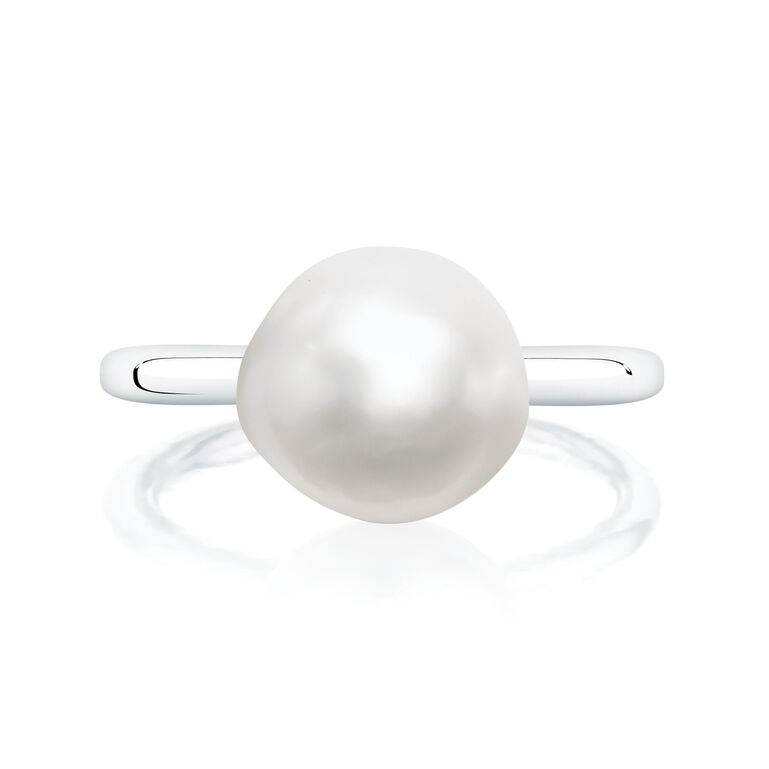 Freshwater Baroque Pearl And Silver Ring