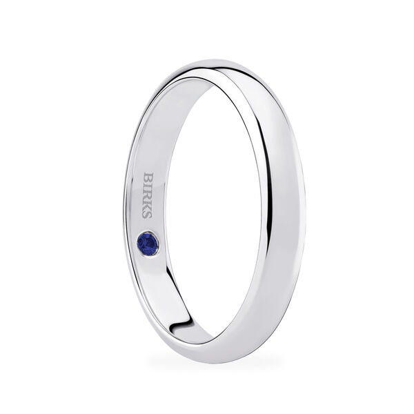 White Gold Wedding Band with Sapphire Accent
