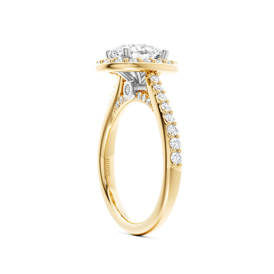 Birks 1879 Yellow Gold Oval Cut Diamond Engagement Ring With Single Halo and Diamond Band image number 2