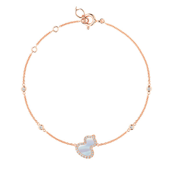 Bracelet Wulu Petite en or rose, nacre et pavé de diamants