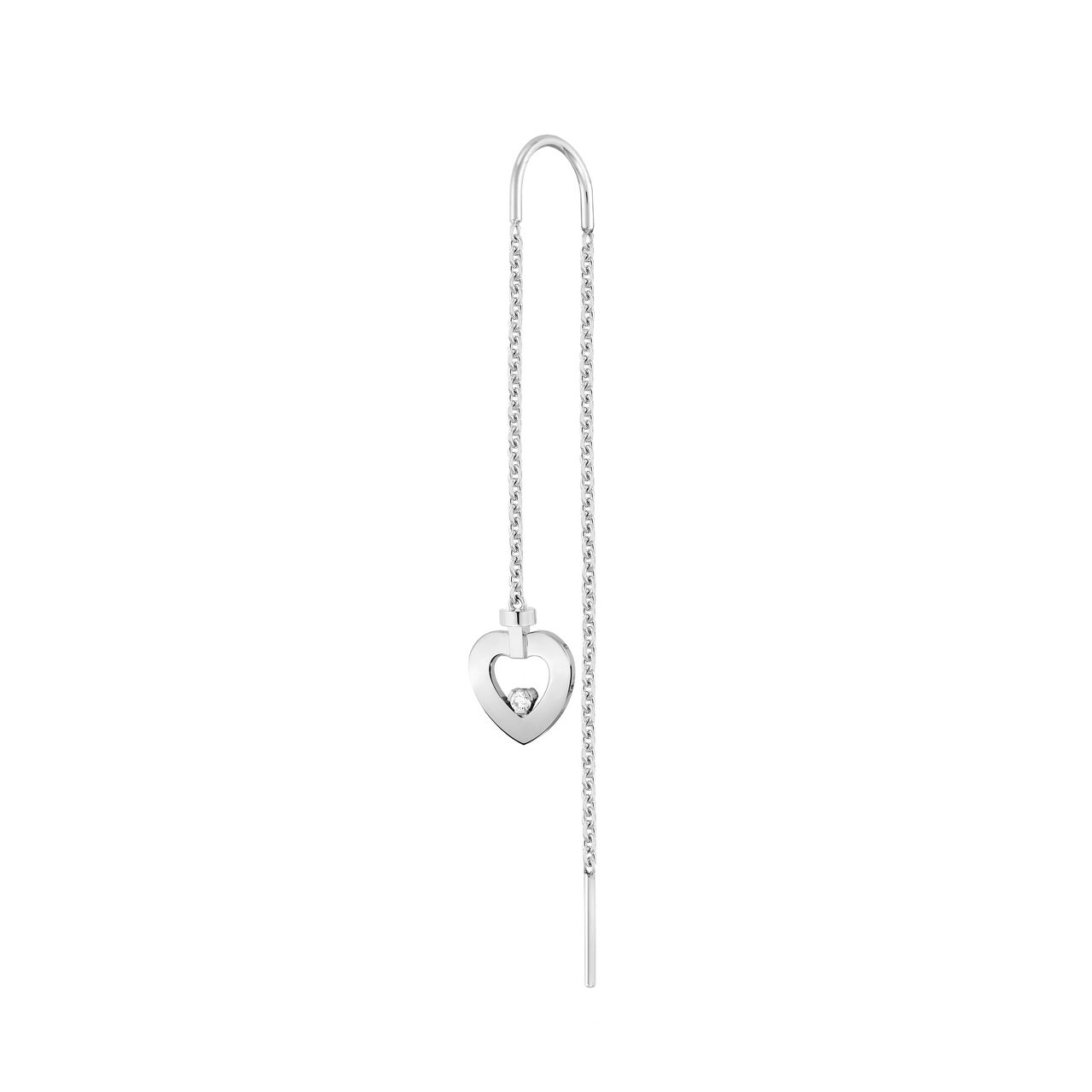 Pretty Woman Extra Small White Gold and Diamond Heart Single Drop Earring image number 0