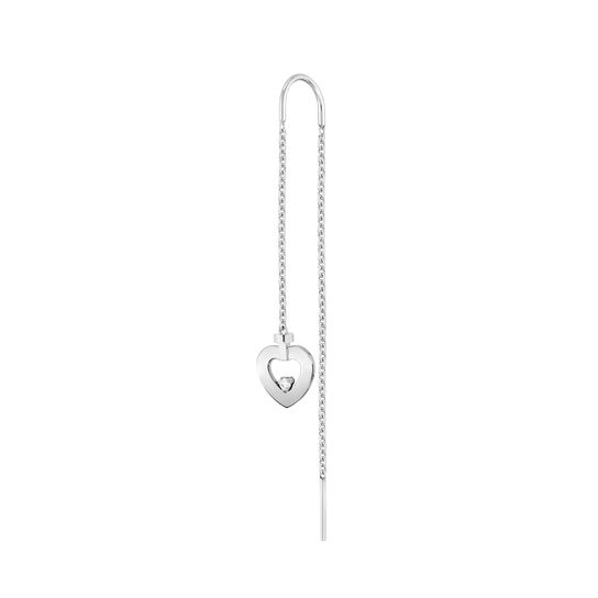 Pretty Woman Extra Small White Gold and Diamond Heart Single Drop Earring image number 0
