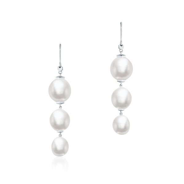 Freshwater Baroque Pearl And Silver Drop Earrings