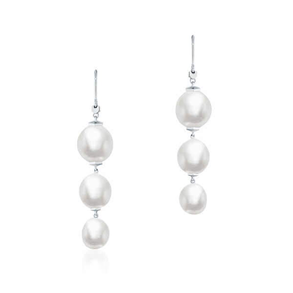Boucles d'oreilles pendeloques en argent ornées d'une perle d'eau douce baroque