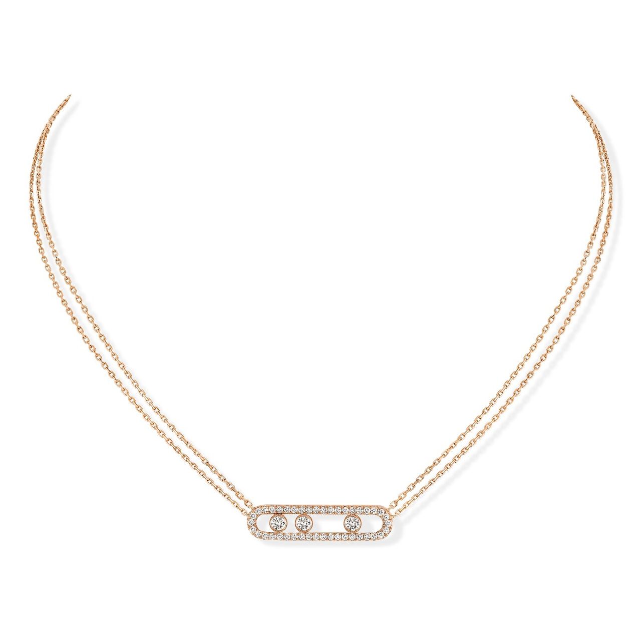maison birks messika move classic rose gold diamond pave necklace 03994 pg image number 0