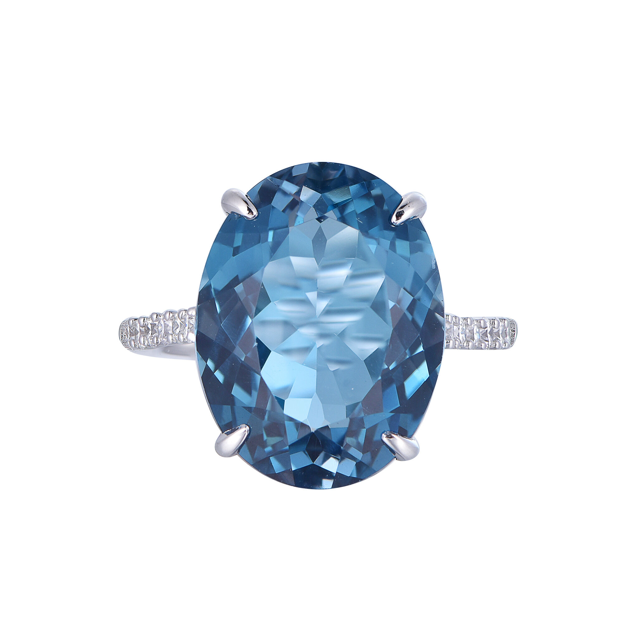 London Blue Topaz Ring in White Gold