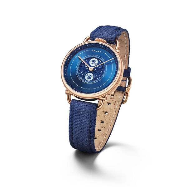 Baume 35 mm phase de lune quartz en PVD rouge