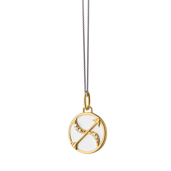 Zodiac x Colour Charms Yellow Gold Vermeil, Enamel and White Sapphire Sagittarius Pendant