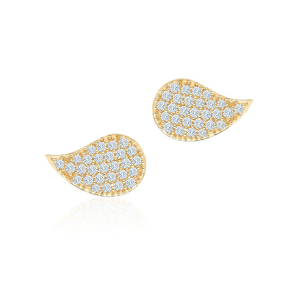 Large Yellow Gold and Diamond Stud Earrings