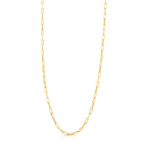 Classic Gold Yellow Gold Paper Clip Twist Chain Necklace-34"