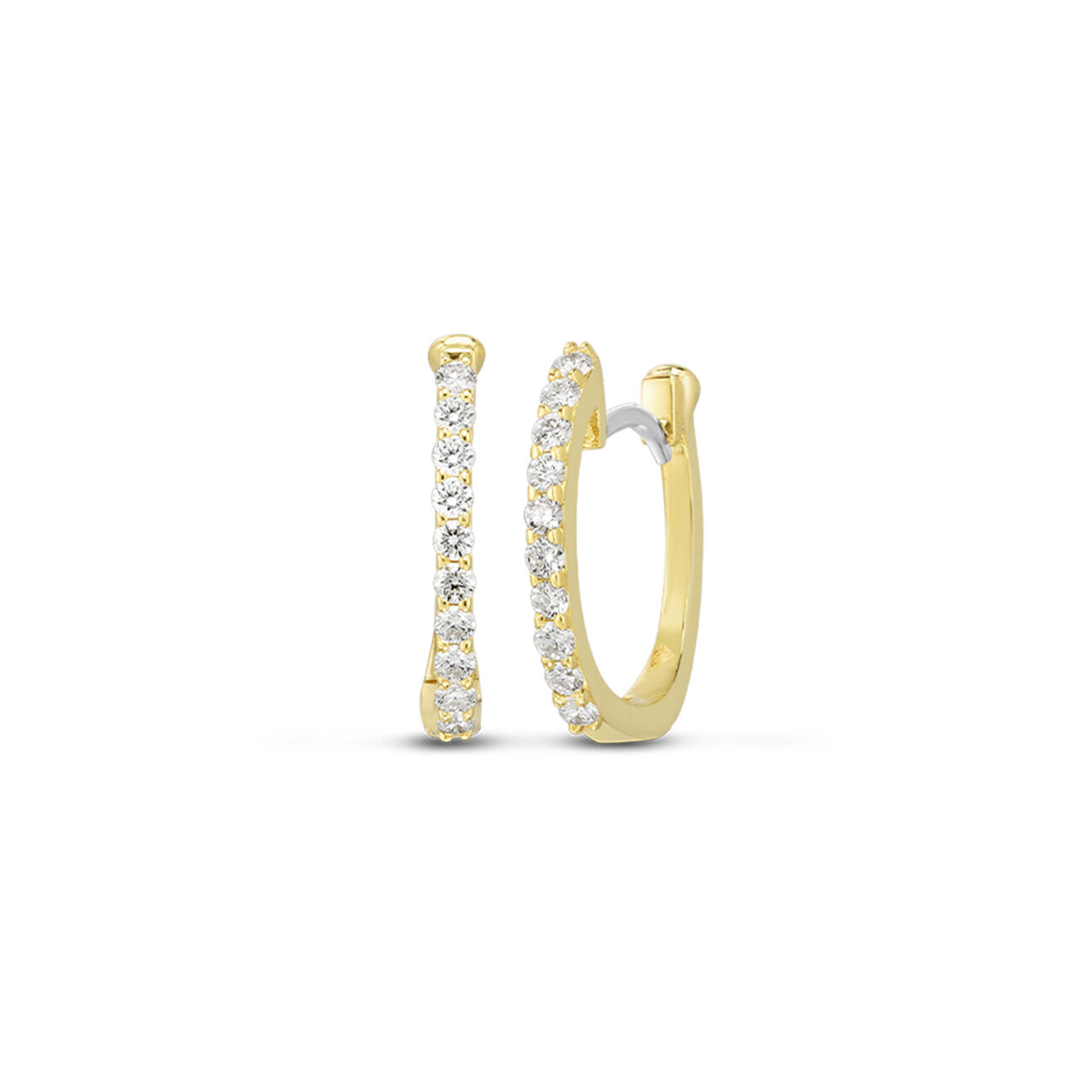 Perfect Diamond Yellow Gold Hoop Earrings image number 0