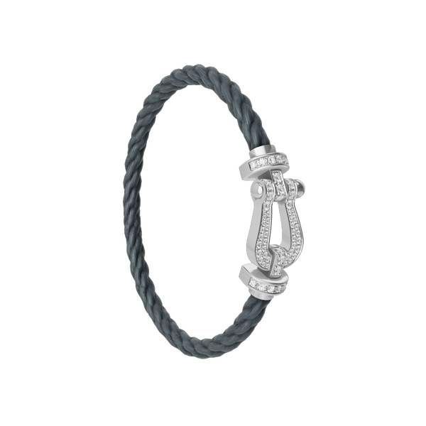 Force 10 Large White Gold and Pav&eacute; Diamond Cable Bracelet