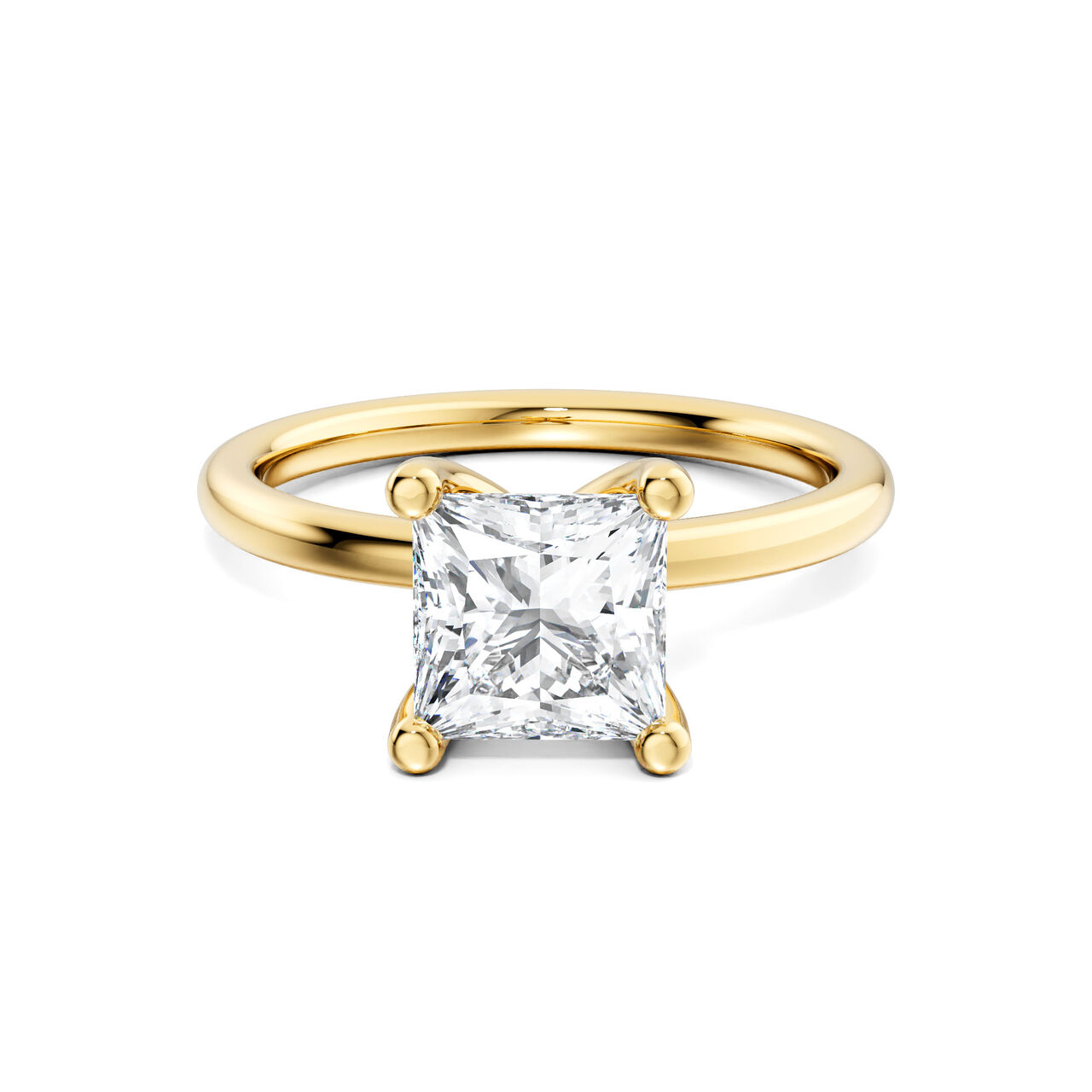 Birks Ros&eacute;e du Matin Bague de fian&ccedil;ailles en or jaune avec diamant solitaire taille princesse image number 0