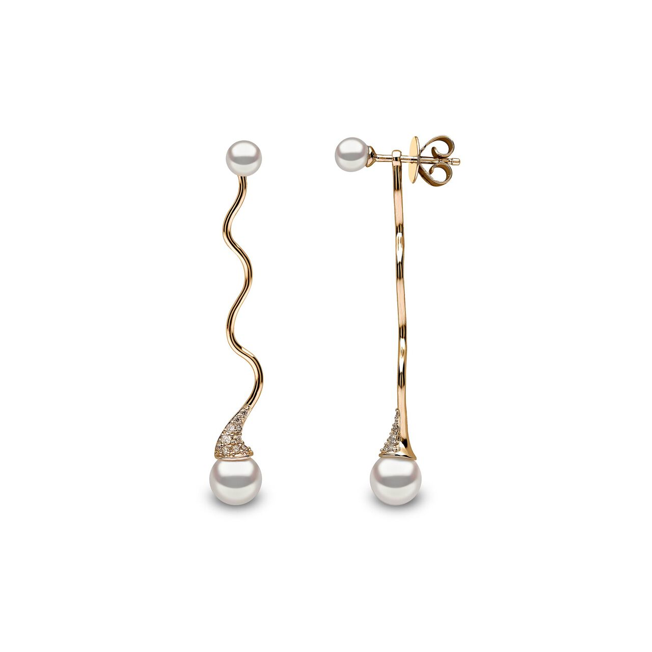 yoko london sleek yellow gold pearl swirl earrings qye2193 6x front side image number 1