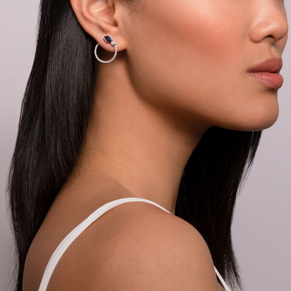 Boucles d'oreilles type disque en saphir et diamants