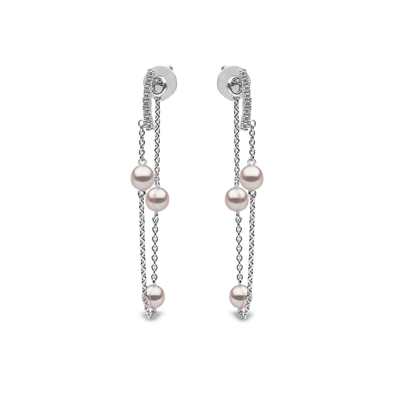 yoko london trend white gold 3 pearl chain earrings qye2042 7f front image number 0