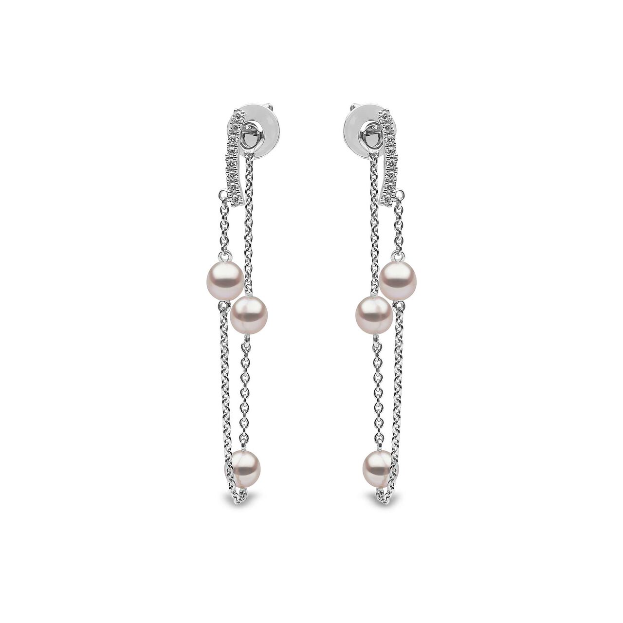 yoko london trend white gold 3 pearl chain earrings qye2042 7f front image number 0