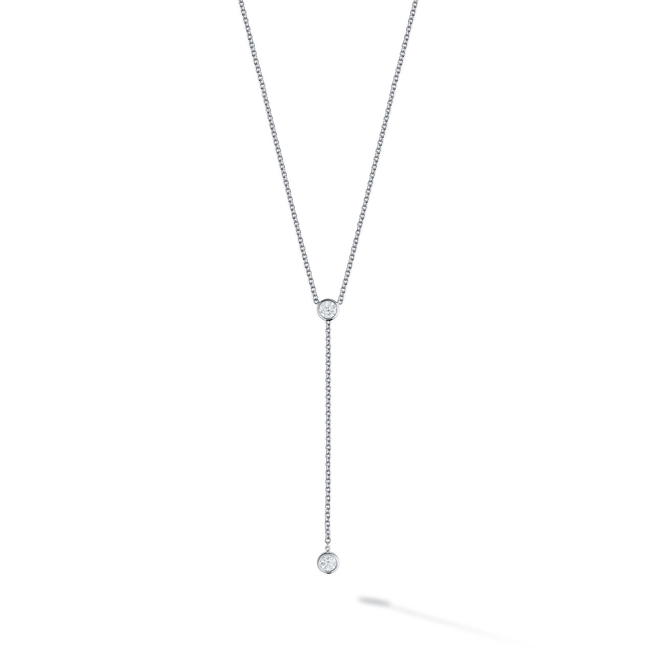 White Gold and Diamond Lariat Necklace image number 0