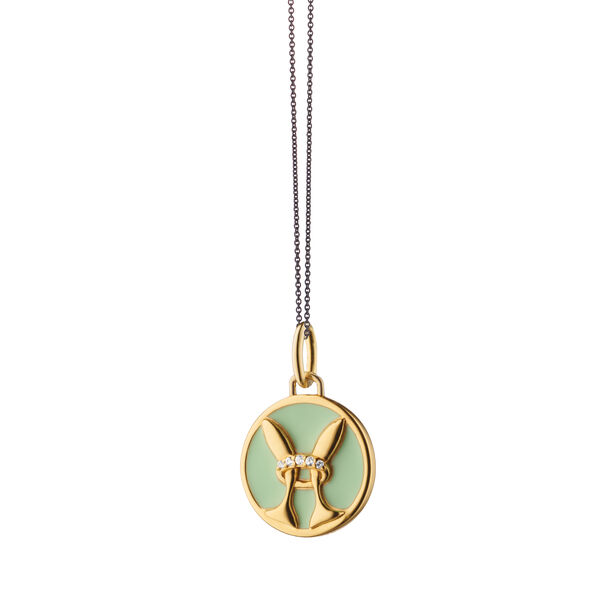 Zodiac x Colour Charms Yellow Gold Vermeil, Enamel and White Sapphire Pisces Pendant