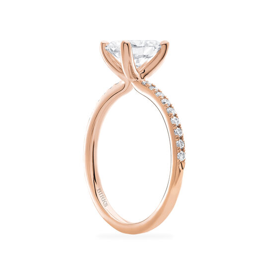 Birks Rosée du Matin Rose Gold Oval Cut Diamond Engagement Ring with Diamond Band image number 2