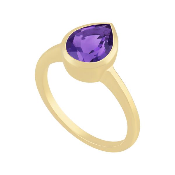 Bezel Set Pear Shape Amethyst Ring