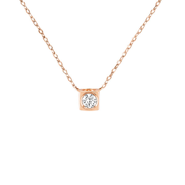 Le Cube Diamant Medium Rose Gold and Diamond Necklace