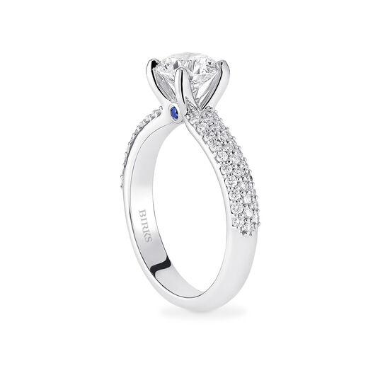 Birks Blue Pavé Solitaire Engagement Ring - Angle image number 3