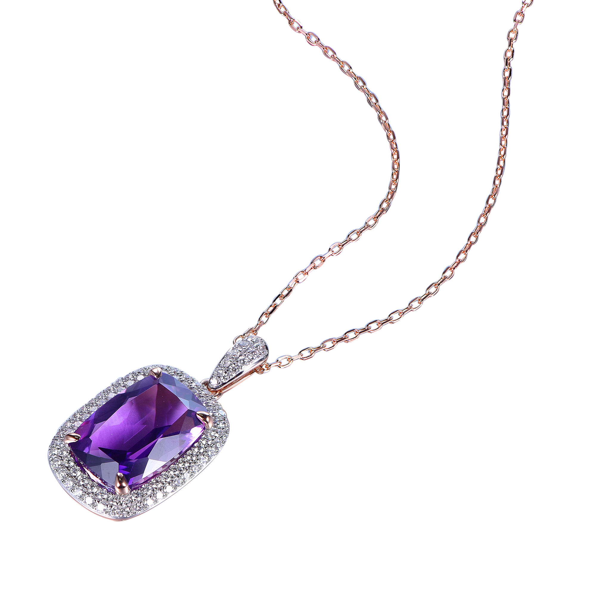 Amethyst Pendant in Rose Gold
