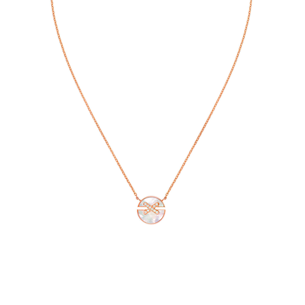 maison birks chaumet jeux de liens harmony small rose gold mother of pearl diamond necklace 084220 image number 0