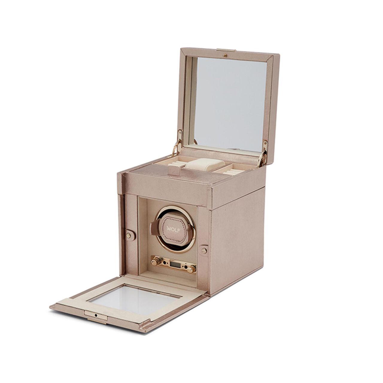Palermo Rose Gold 1 Piece Watch Winder with Jewellery Storage image number 1