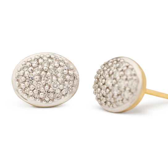 Marco Bicego Siviglia Small White and Yellow Gold Diamond Stud Earrings OB620 B1 YW Q6 image number 2