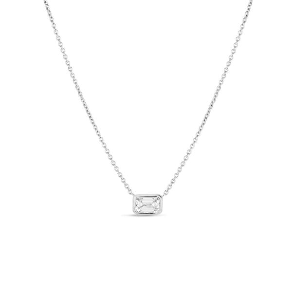 Diamonds By The Inch White Gold and Diamond Emerald Cut Pendant Necklace