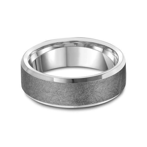 7.5 MM Tantalum Wedding Band with White Gold Edges