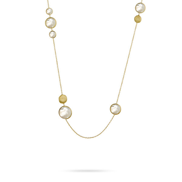 Jaipur Color collier long en or jaune et nacre blanche