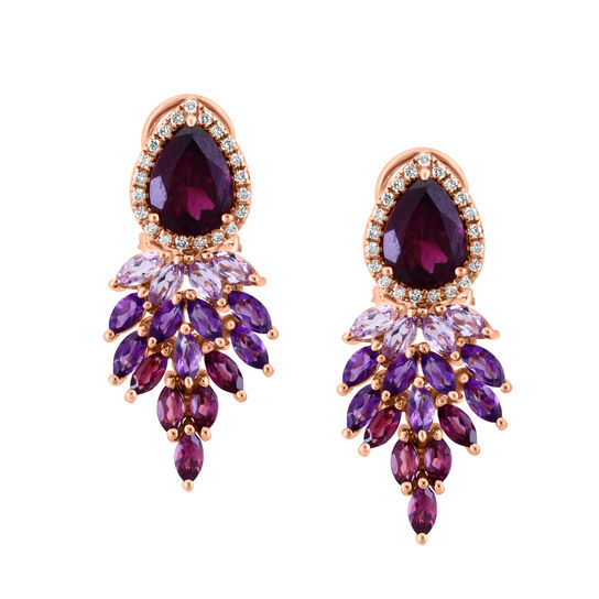 Maison Birks Salon Shaded Amethyst and Rhodolite Earrings with Diamond Accent EI05070RH Front image number 0