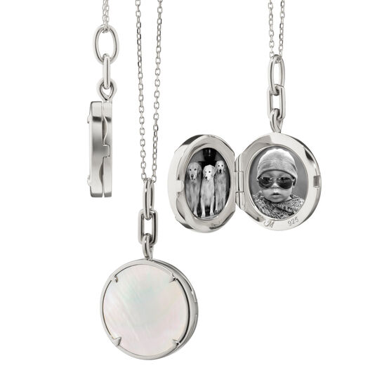 Monica Rich Kosann Slim Lockets Brooke Silver and Mother-of-Pearl Pendant Open image number 1