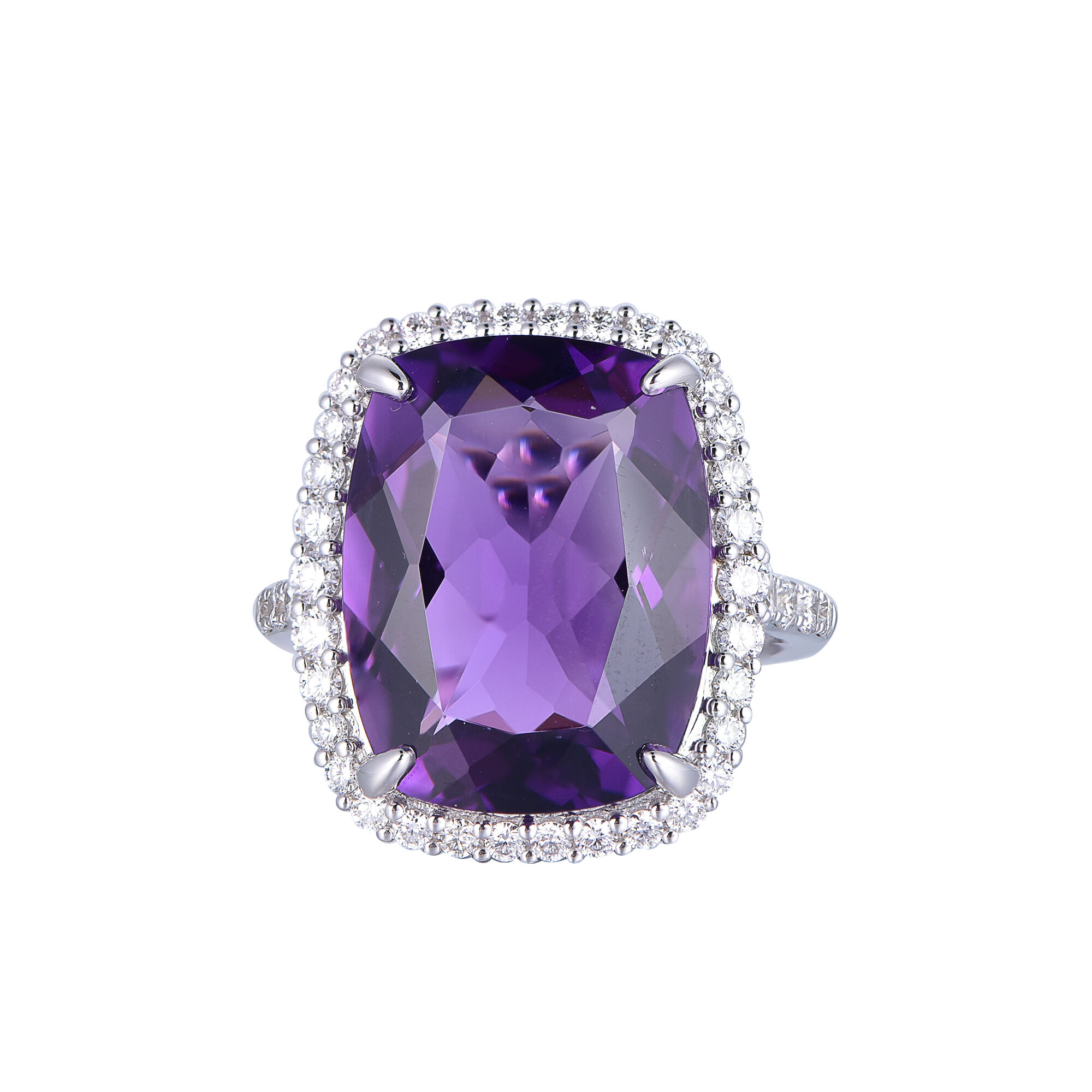Amethyst Ring in White Gold