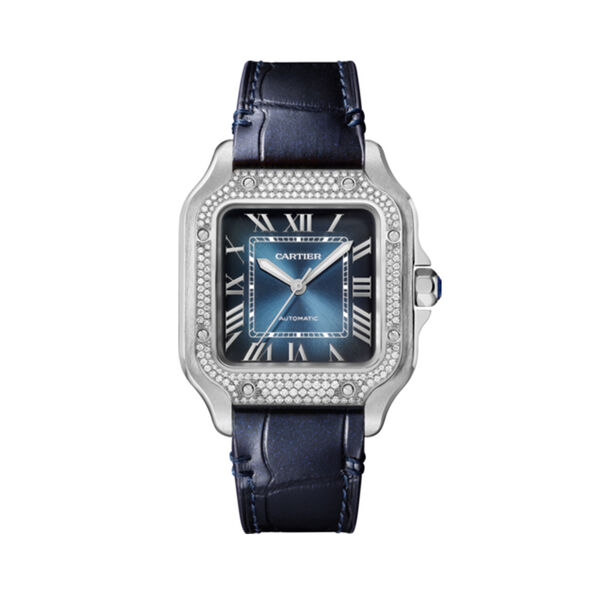 Santos de Cartier Medium Automatic 35 mm Stainless steel and Diamond