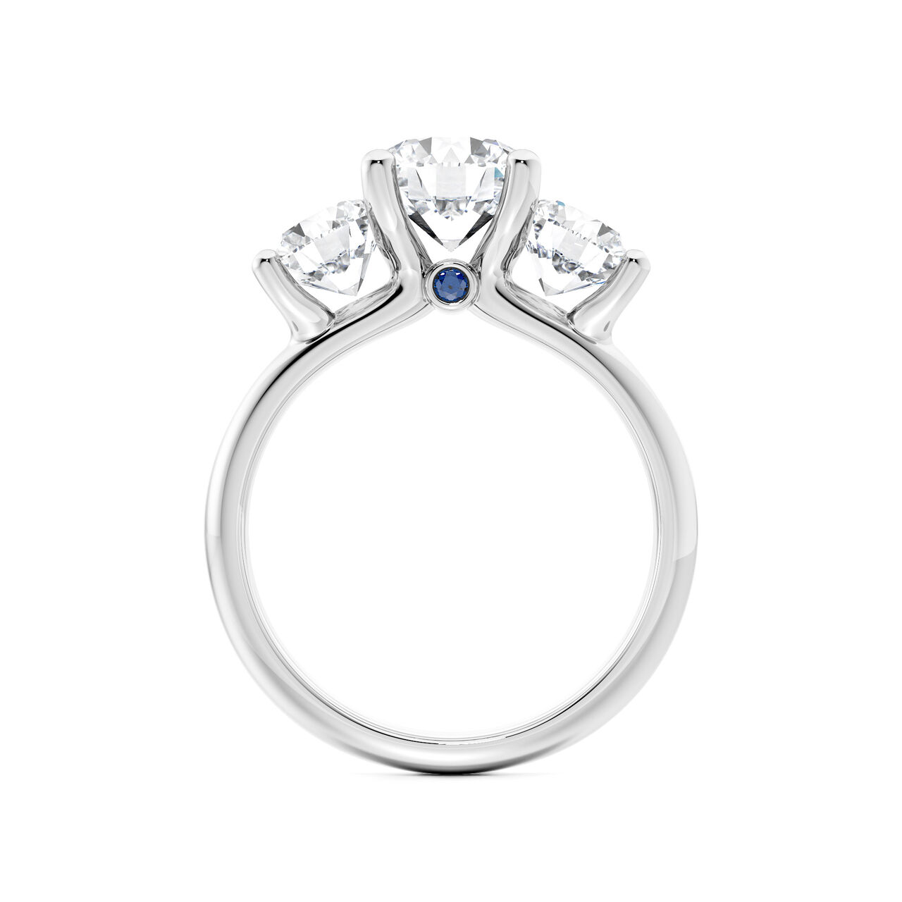 Birks Blue Round Three-Stone Diamond Engagement Ring with Sapphire Accent image number 3
