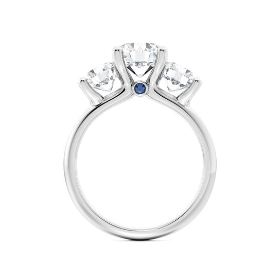 Birks Blue Round Three-Stone Diamond Engagement Ring with Sapphire Accent image number 3