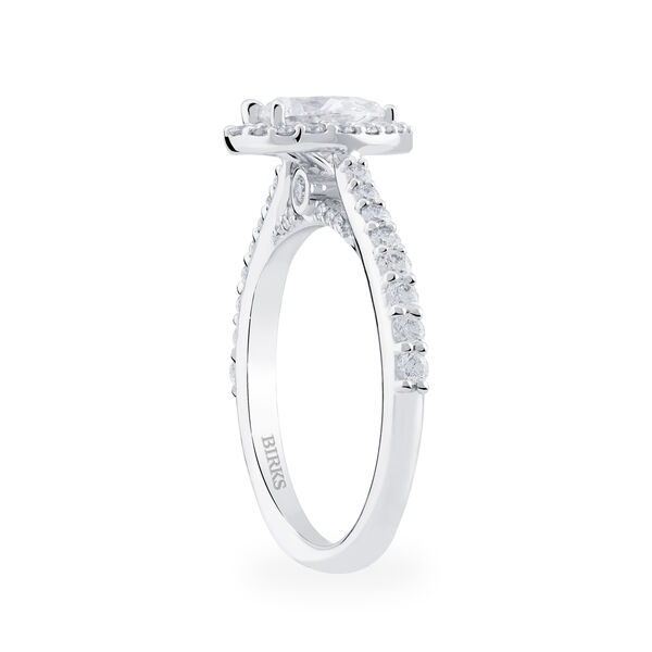 Round Solitaire Diamond Engagement Ring With Single Halo And Diamond Band