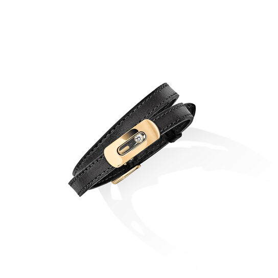 Messika Paris - My Move Yellow Gold Diamond Leather Bracelet Angle image number 1