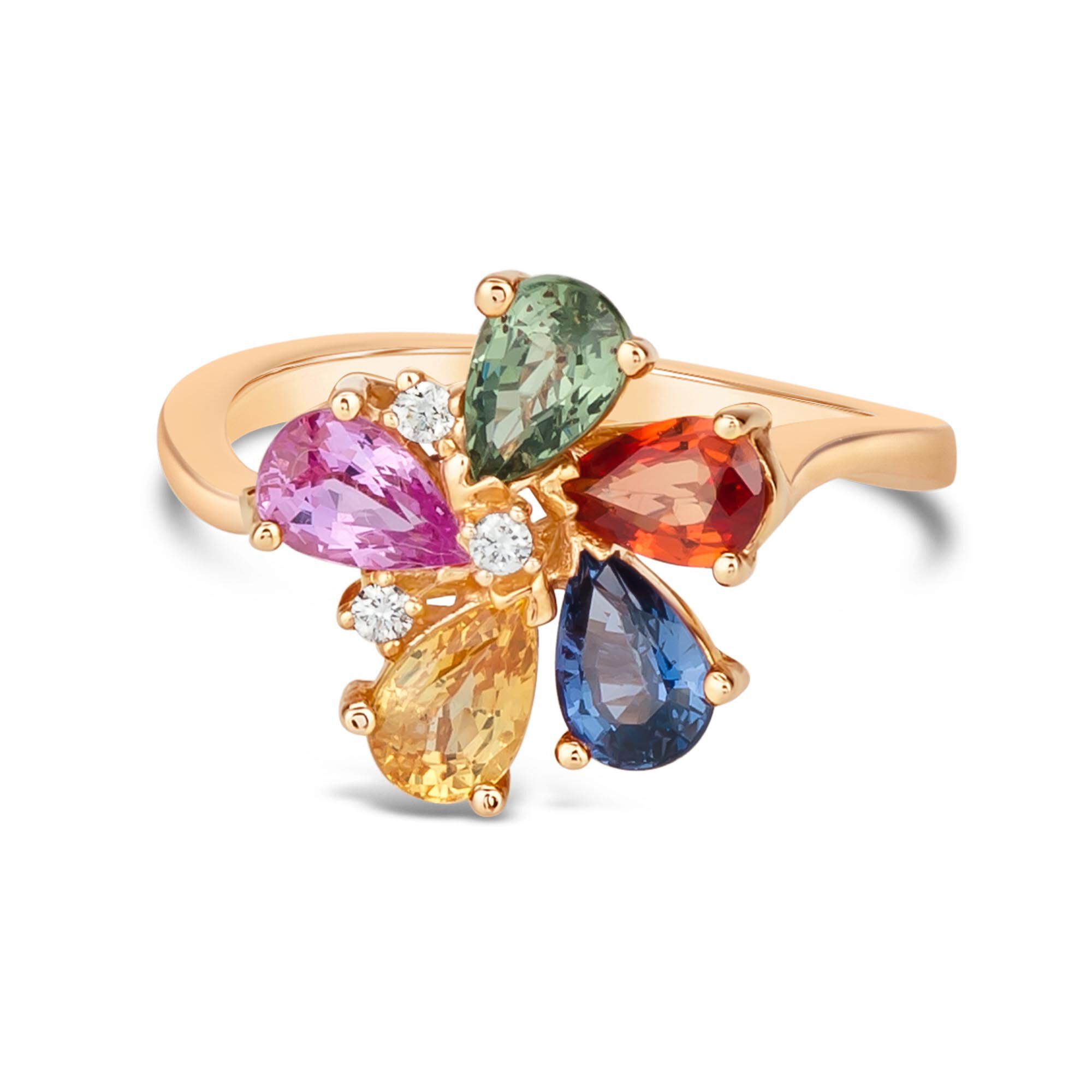 Rose Gold Multi Stone and Diamond Flower Ring Maison Birks Salon