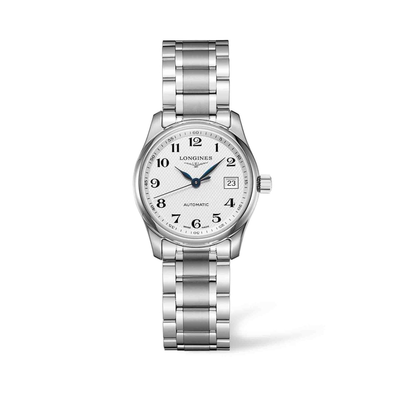 the longines master collection 29mm automatic stainless steel silver barleycorn dial l22574786 image number 0