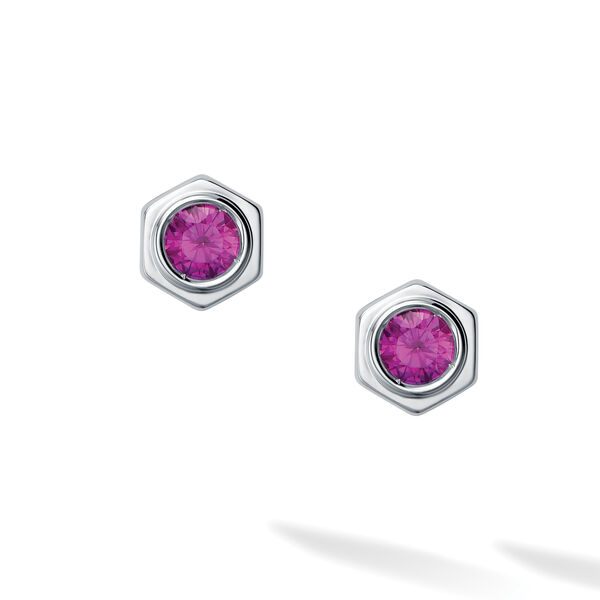 Pink Tourmaline and Silver Stud Earrings