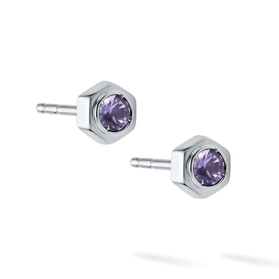 Amethyst and Silver Stud Earrings image number 3