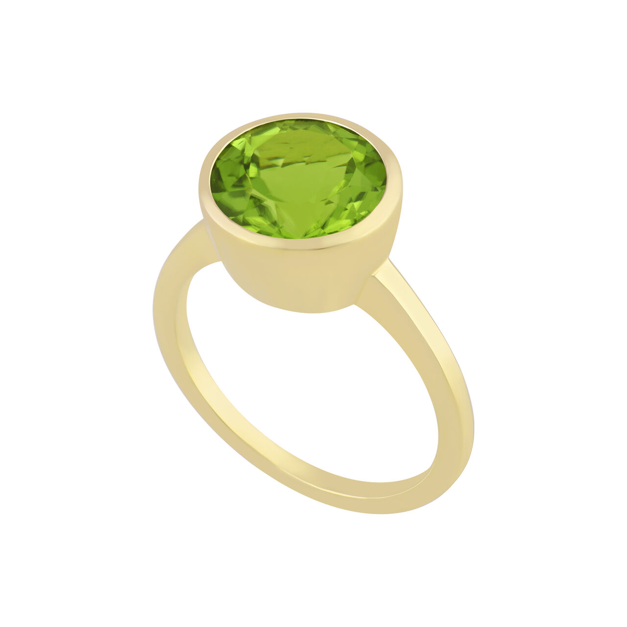 Yellow Gold Peridot Bezel Ring image number 0