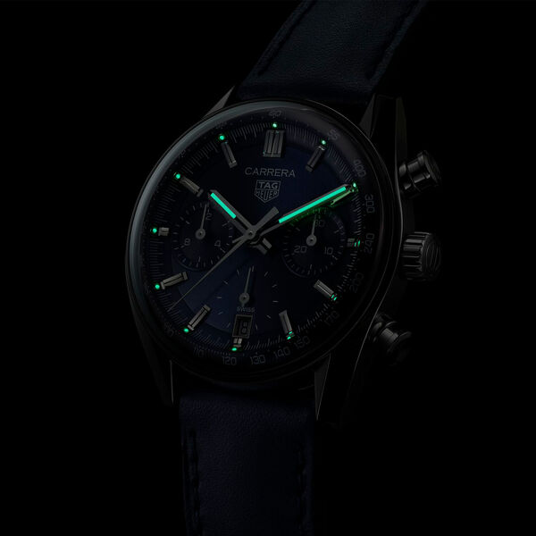 Carrera Glass Box 39 mm chronographe automatique en acier inoxydable