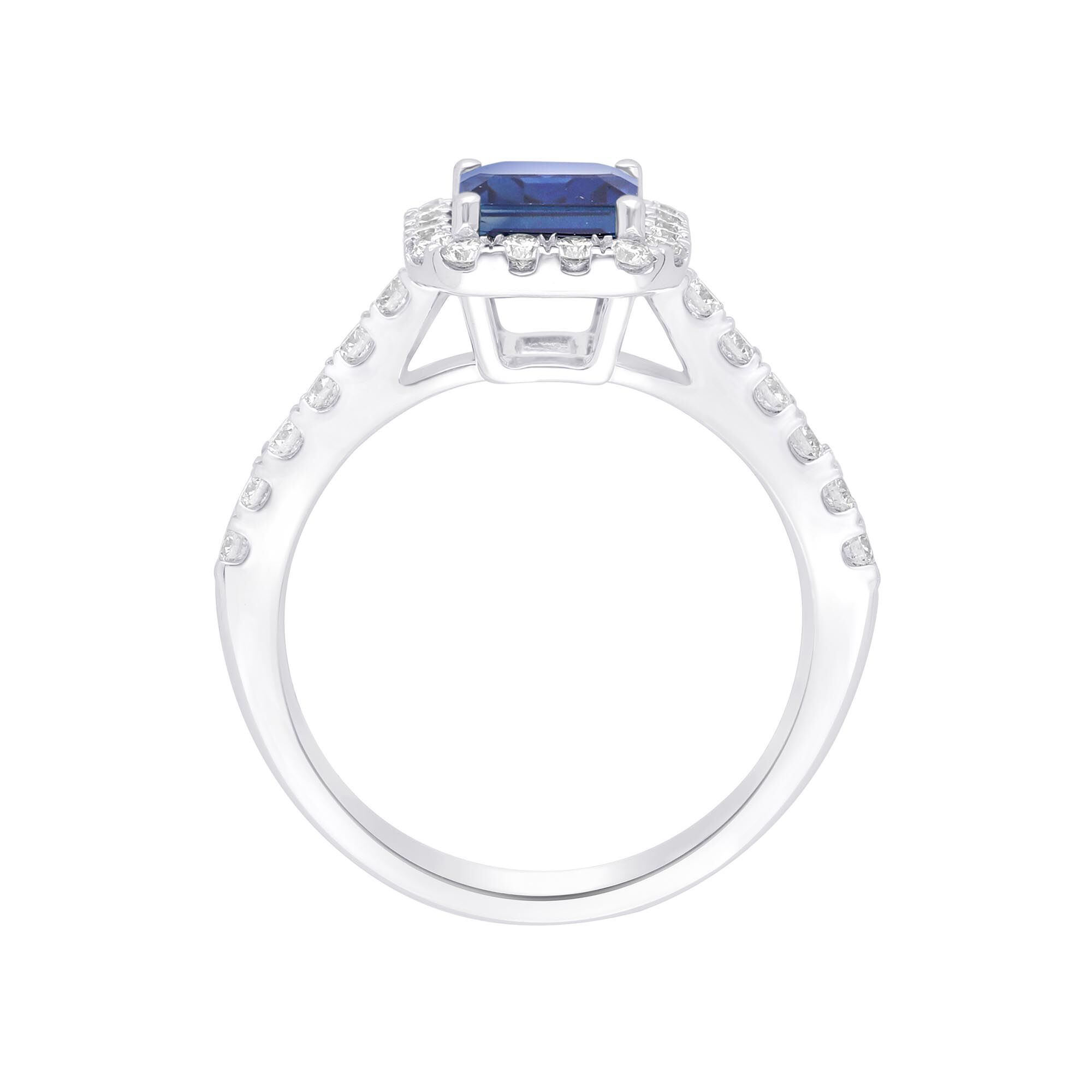 Blue Sapphire and Diamond Halo Ring | Maison Birks Salon