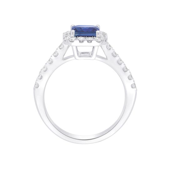 maison birks salon blue sapphire diamond halo ring sg10362r 8x6 bs standing image number 3